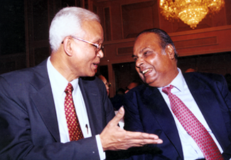 With the legendary Dhirubhai Ambani