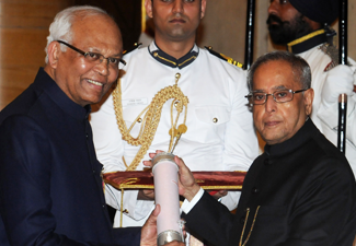 Receiving Padma Vibhushan (2014) at the hands of President Pranab Mukherjee