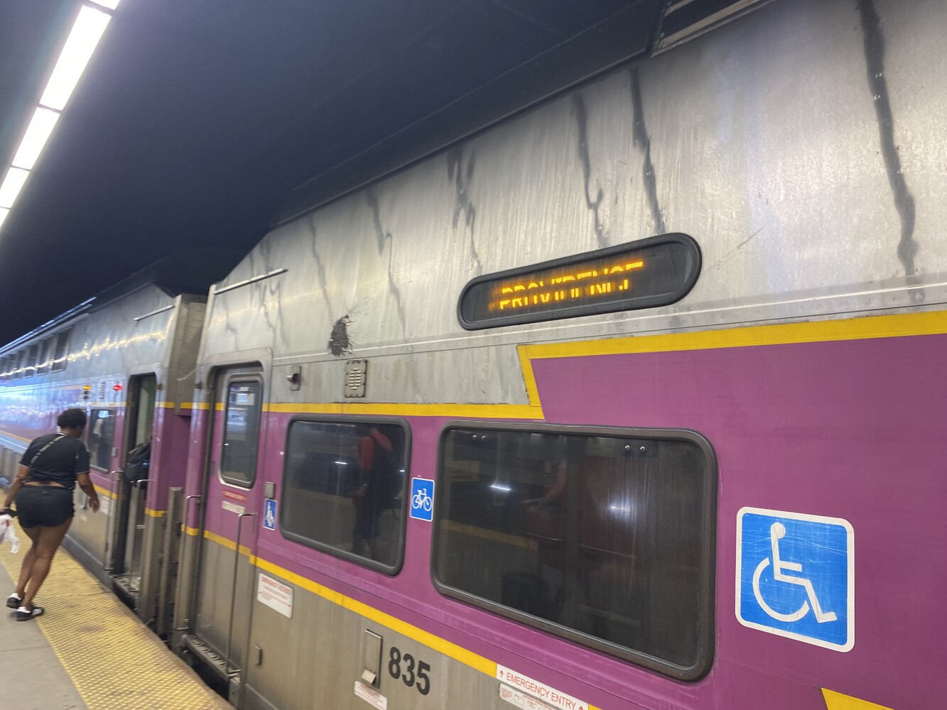 Commuter rail train marked Providence