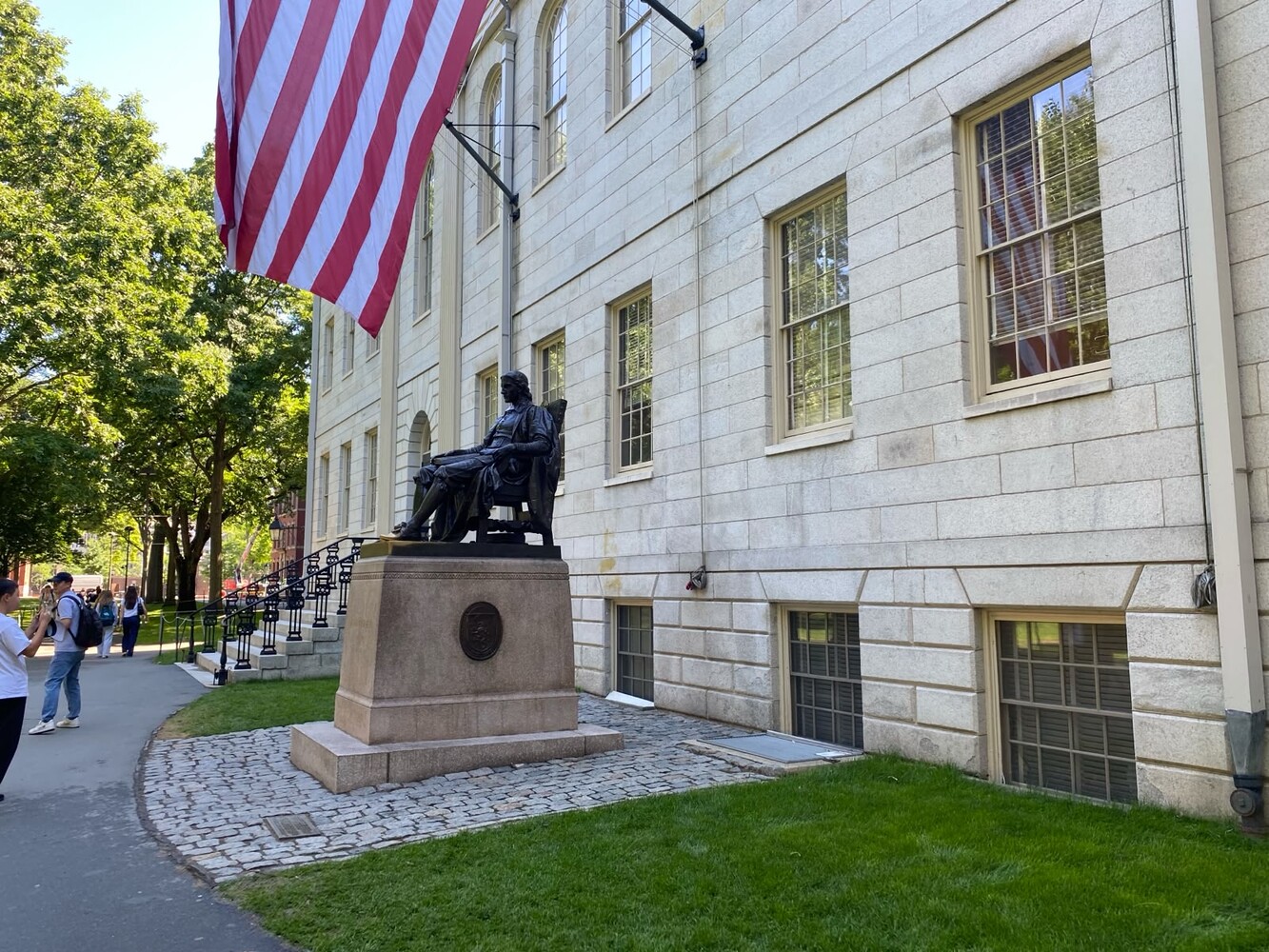 The John Harvard statue in Harvard Yard