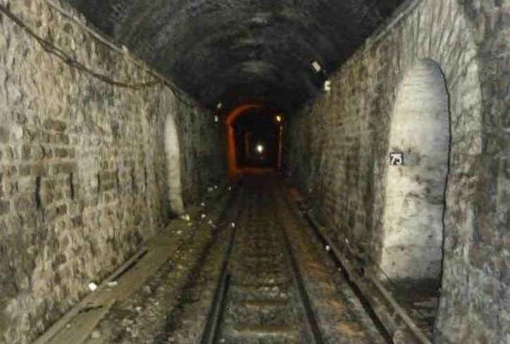 Inside one of the tunnels on the Kalka-Shimla railway