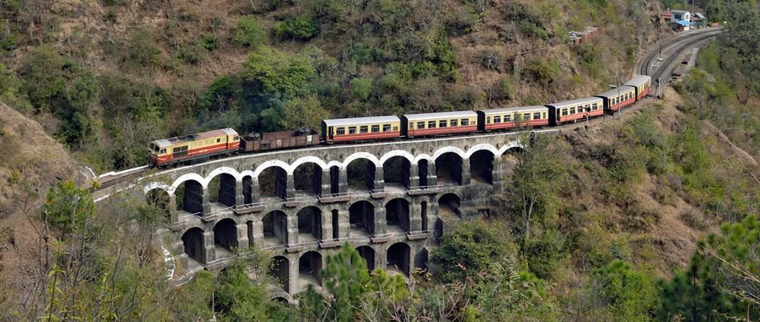 The multi-arched viaduct bridge on the Kalka-Shimla railway